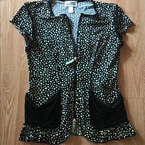 Joseph Ribkoff Polka Dot Top Blouse Sequins Sz. 8